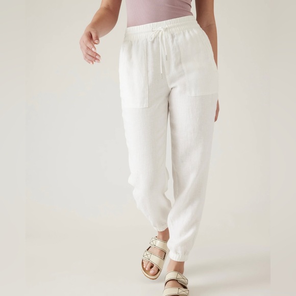 NWOT Athleta White Retreat Linen Jogger size 14 - Picture 3 of 12